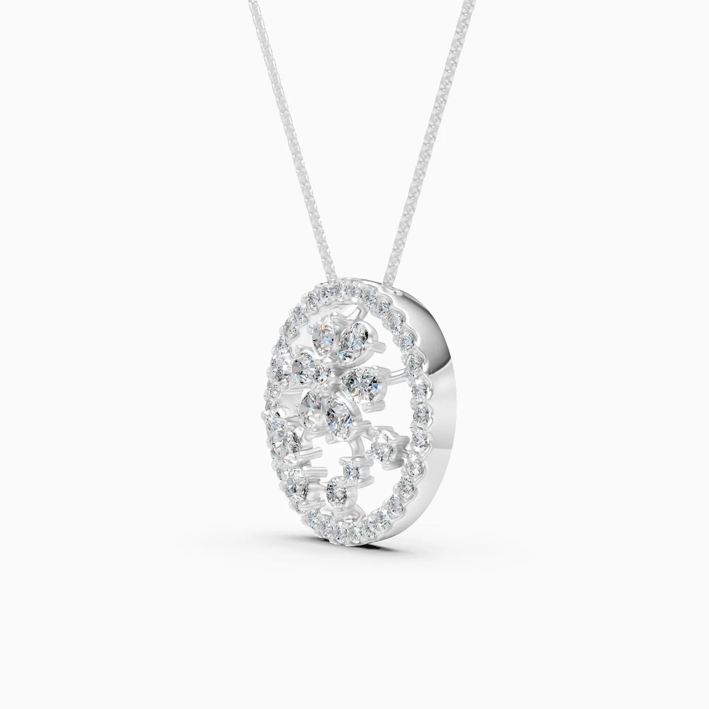 Lab Grown Diamond Floral Pendant Necklace