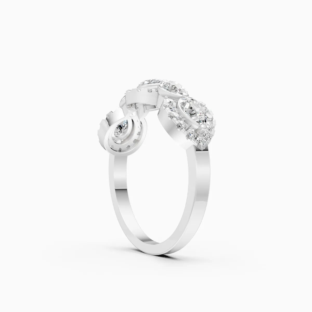 Luminous Pear & Round Halo Bloom Ring