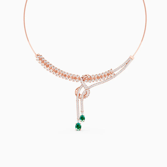 Dual Tone Floral lab Diamond Necklace Set