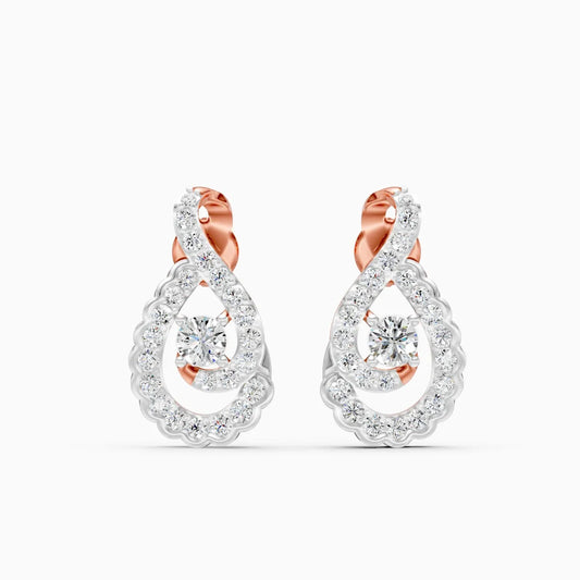 Infinity Twist Teardrop Diamond Two-Tone Stud Earrings