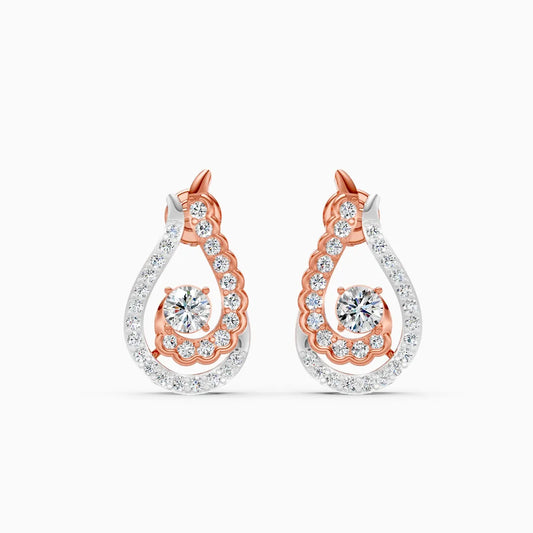Paisley Double Halo Two-Tone Stud Earrings