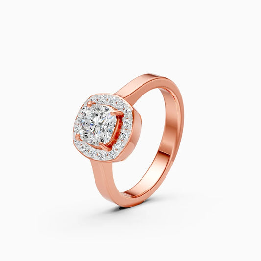 Modern Halo Cushion Shape Lab Diamond Ring