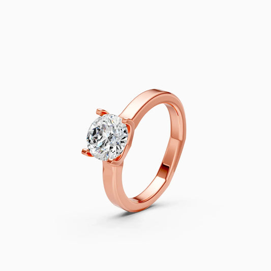 Round Four Prong lab Diamond Solitaire Ring