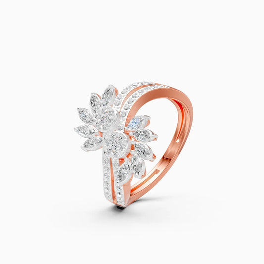 Floral Marquise Lab Grown Diamond Pave Accents Ring