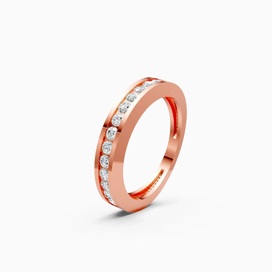 Channel Set Round Diamond Half Eternity Band