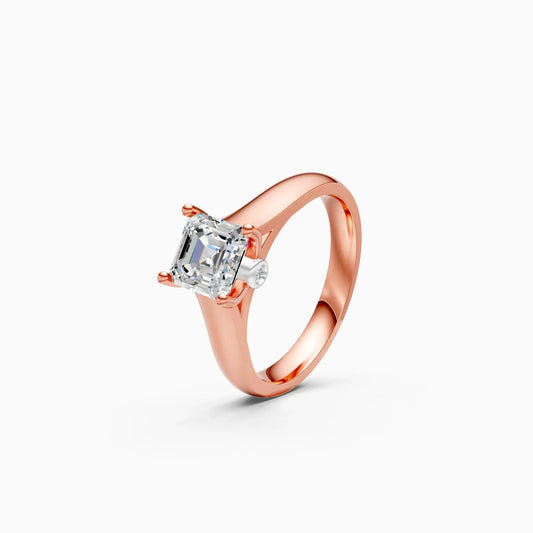 Asscher cut Lab Grown diamond Solitaire Ring