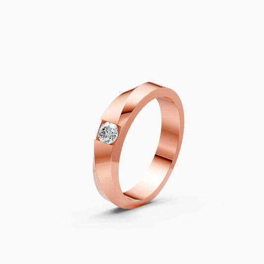 14kt Solitaire Round Lab Diamond Men's Ring