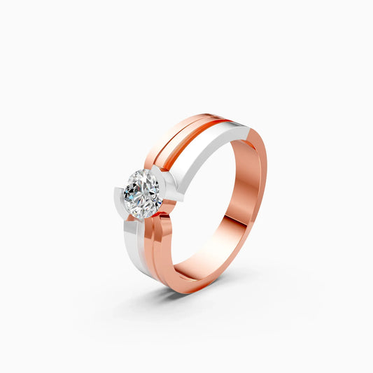 Round Two Tone 14K Gold Couple Band