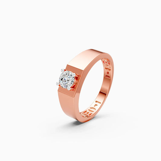 Round Lab Diamond Men's Solitaire Ring