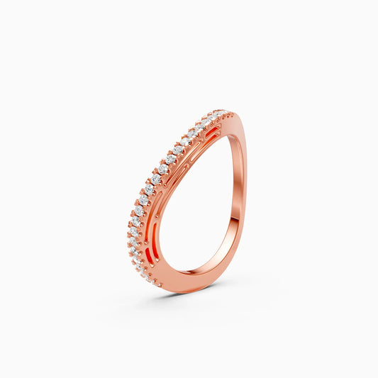 Minimalist Curve Shape Lab-Diamond Band Ring