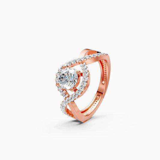 Spiral Cross Solitare Diamond Ring
