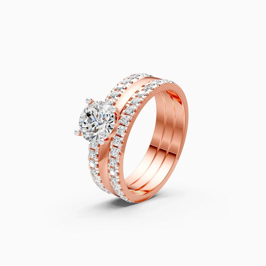 Glamor Double Line Solitare Diamond Engagement Ring