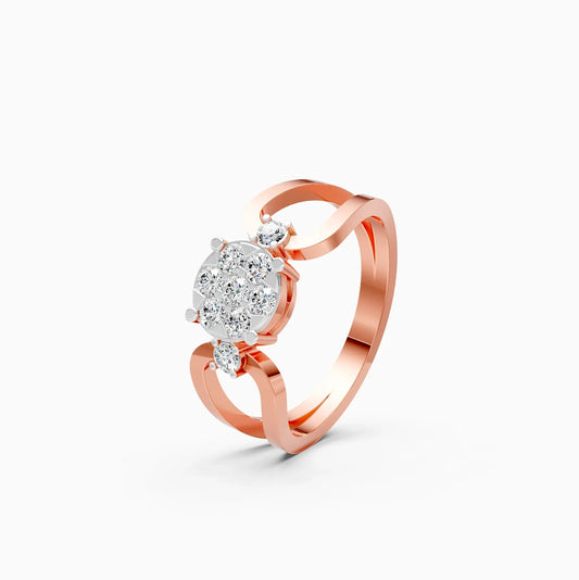 Lavish Floral Diamond Ring in Rose Gold