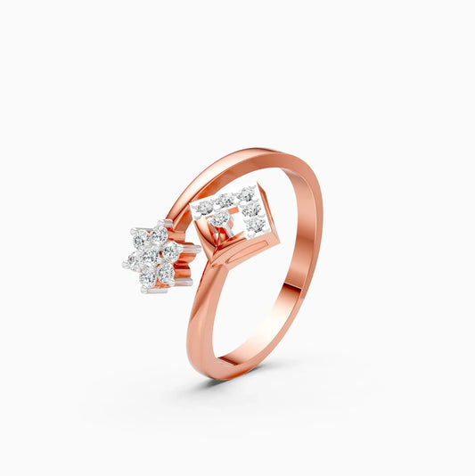 Floral Style By Pass Setting Diamond Cluster Band