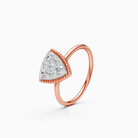 Elegant Two Tone Diamond Cluster Trillion Shape Ring