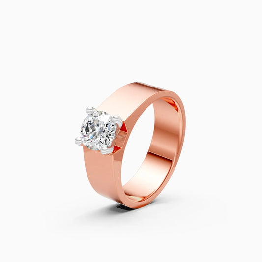 Bold Solitaire Center Stone Men’s Broad Band Ring