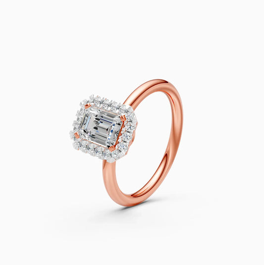 Emerald Halo lab Diamond Wedding Ring