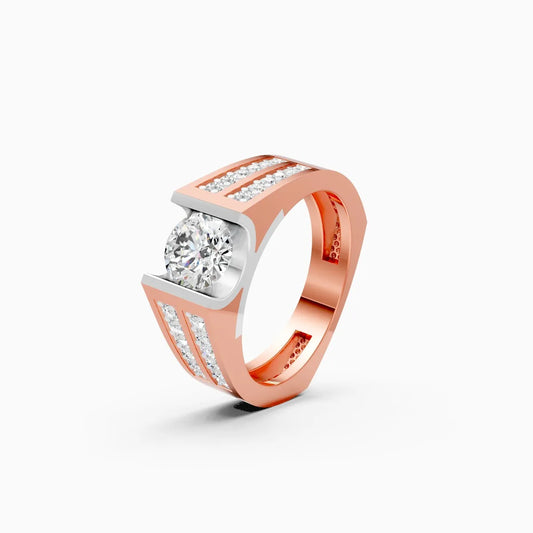 Elegant Men's Solitaire Diamond Ring With Stylistic Band