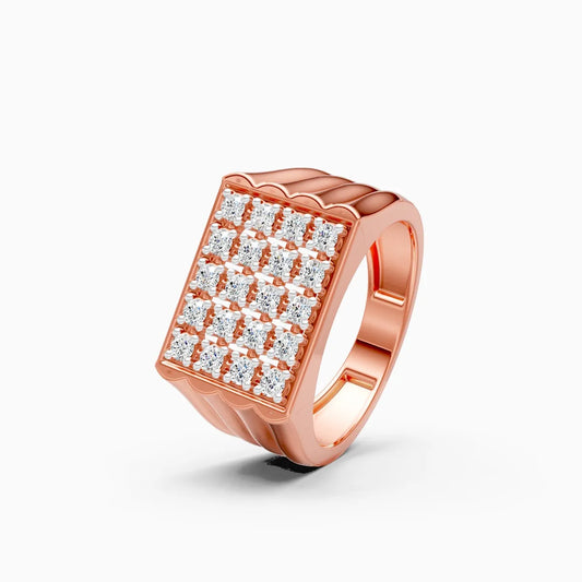 Square Grid-Set Diamond Geometric Power Lab Grown Diamond Ring
