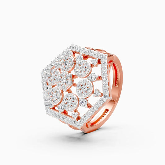 Regal Hexagon Cluster Lab Diamond Wedding Ring