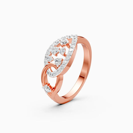 Interlink Teardrop Single Halo Engagement Ring