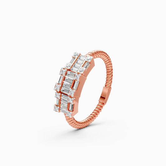 Baguette Bliss Flexi Band And Twist Grid Elegance Lab Grown Diamond Ring