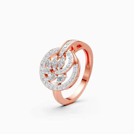 Radiant Leaf Circle Diamond Ring