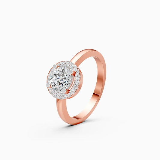 Round Halo Solitaire Engagement Ring