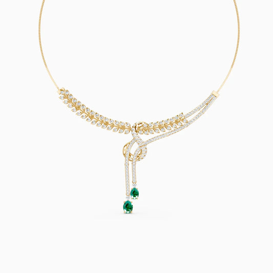 Dual Tone Floral lab Diamond Necklace Set