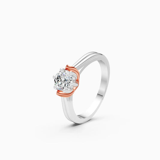Classic Round Diamond Two Tone Ring
