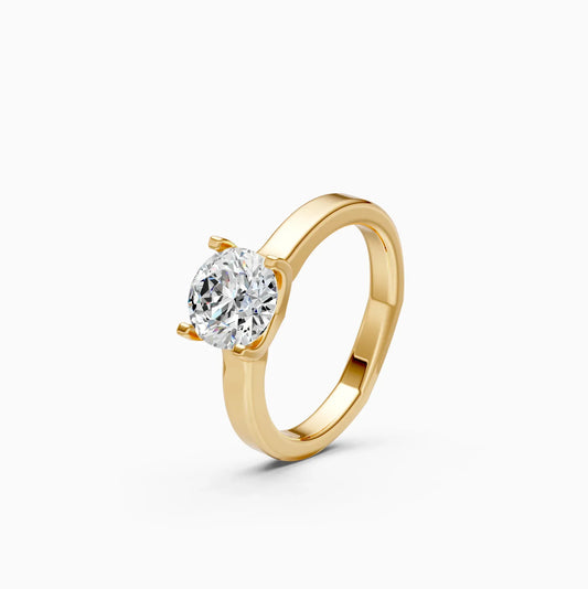 Round Four Prong lab Diamond Solitaire Ring