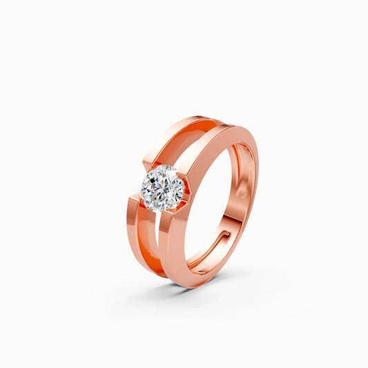 Trendy Round Solitaire Double Band Ring