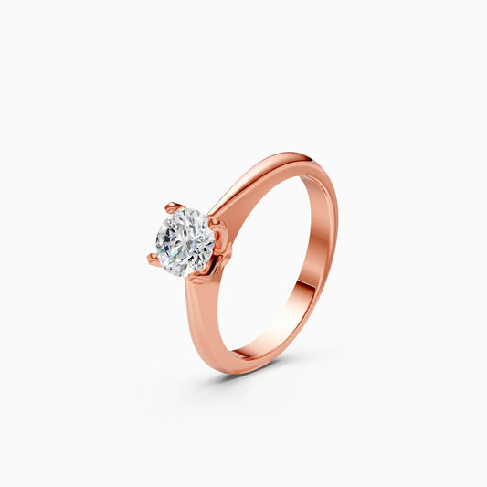 Classy Round Diamond Simple Gold Ring