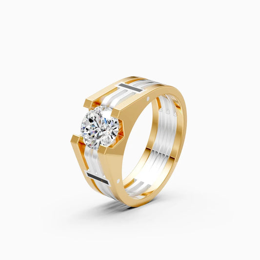 Men’s Solitaire Diamond Ring with Broad Band