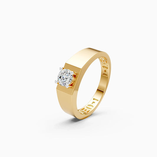 Round Lab Diamond Men's Solitaire Ring