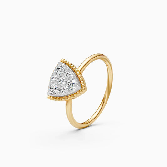 Elegant Two Tone Diamond Cluster Trillion Shape Ring