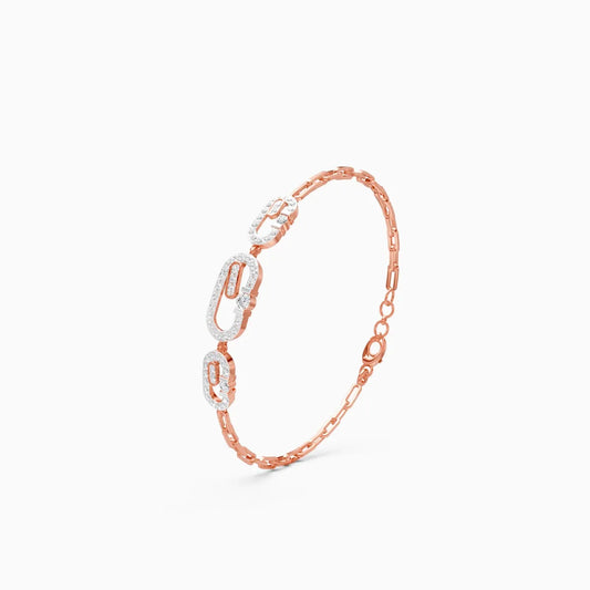 Stacked Style Diamond Charms With Links Bracelet