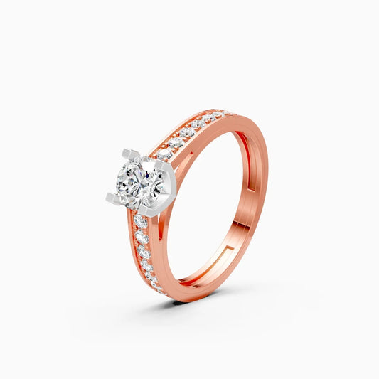 Round Solitaire Side Accents Lab Diamond Ring