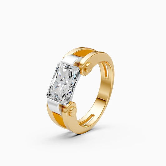 Bold Radiant-Cut Diamond Dual-Tone Majesty Diamond Ring