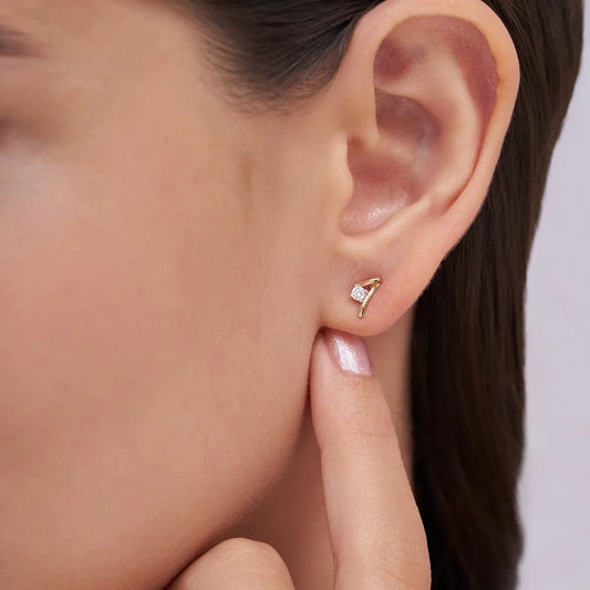 Twisted Ribbon Knot Solitaire Stud Earrings