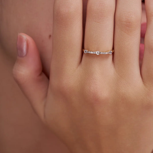 Bezel & Pave Station Diamond Ring
