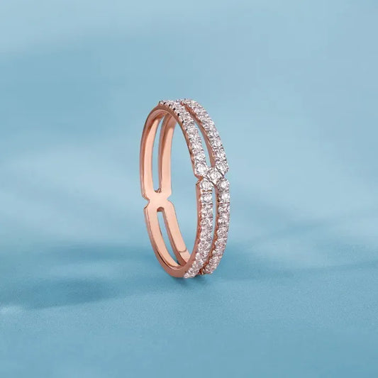 Two Line Half Eternity Lab Diamond Wedding Band