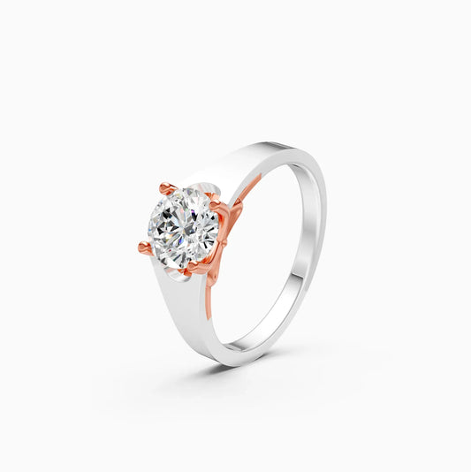 Forever Round Diamond Two Tone Solitaire Ring