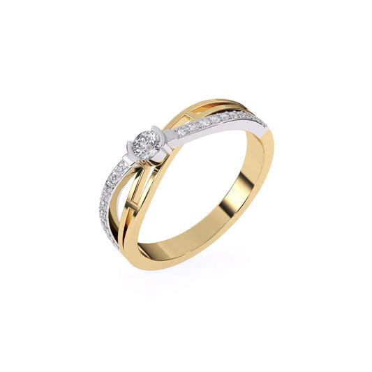 Antique Crossover Diamond Ring in Rose Gold And White Gold