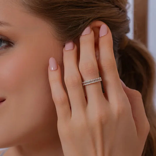 Modern Emerald Cut Lab Grown Diamond Band Ring