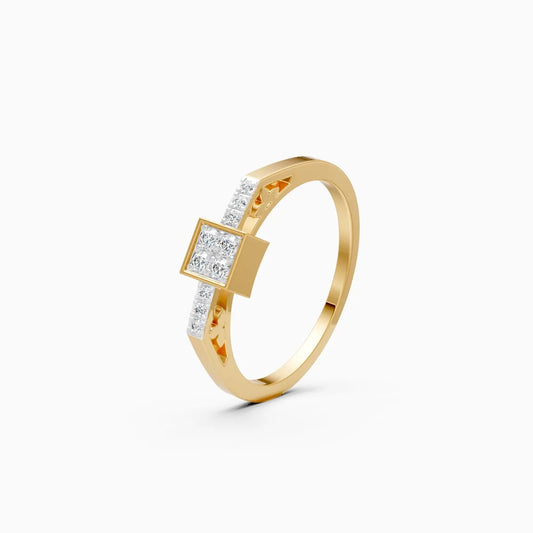 Minimalist Box-Frame Diamond Ring