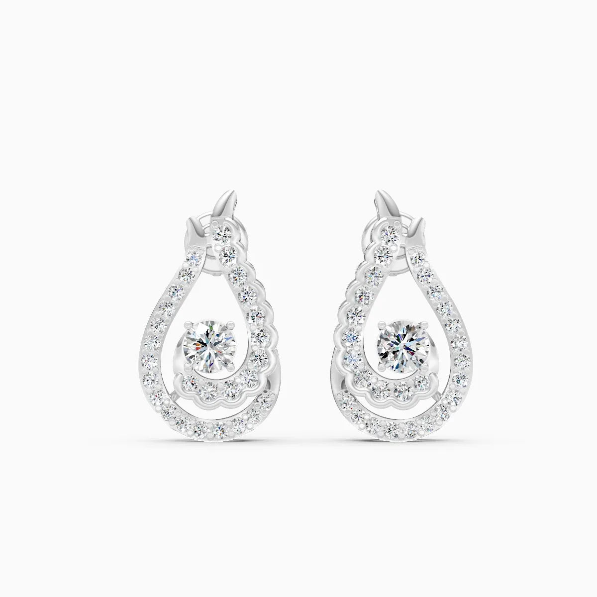 Paisley Double Halo Two-Tone Stud Earrings