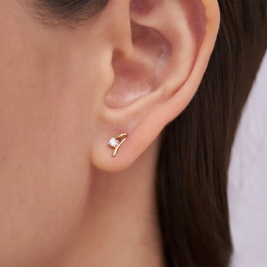 Contemporary Diamond Curve Stud Earrings