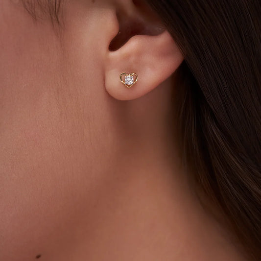 Heart Shape Diamond Stud Earrings
