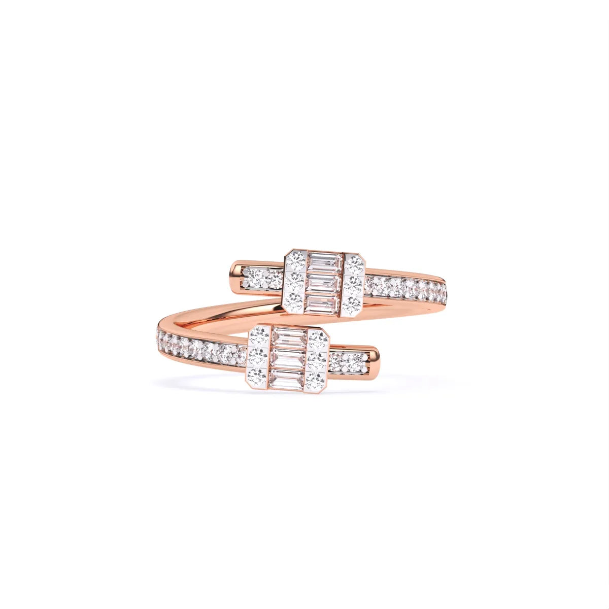 Baguette & Round Open Gape Wedding Band